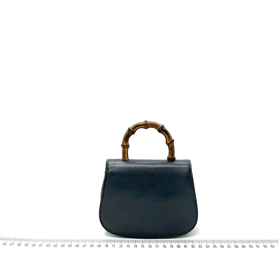 Gucci Bamboo 1947 Night Super Mini Black Leather with Chain