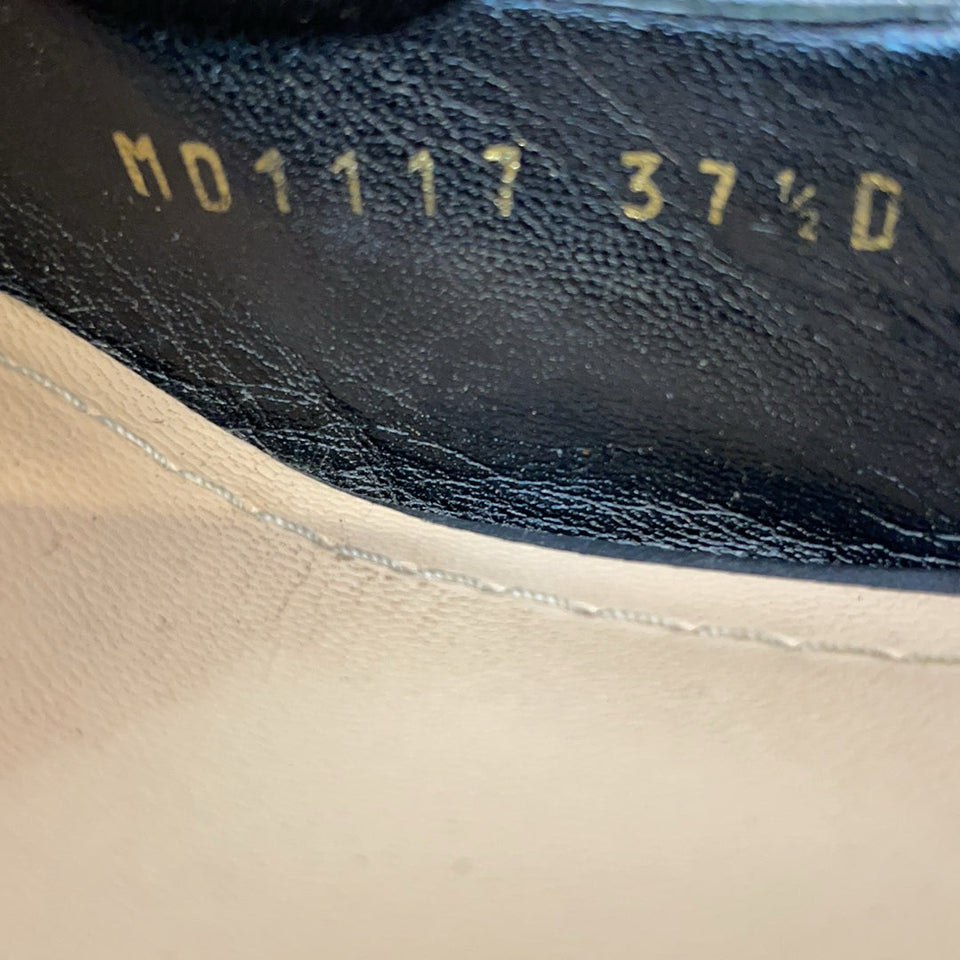 Christian Dior Black Leather Studded J'aDior Slingback Pumps Size 37.5