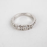 Christian Dior Logo Silver Rhinestone Ring Size M Costume Jewellery