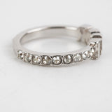 Christian Dior Logo Silver Rhinestone Ring Size M Costume Jewellery