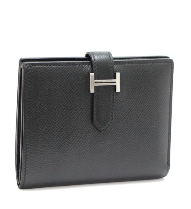 Hermes Bearn Compact Epson Black Wallet Z Engraved