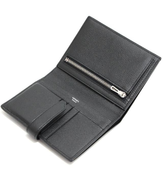 Hermes Bearn Compact Epson Black Wallet Z Engraved