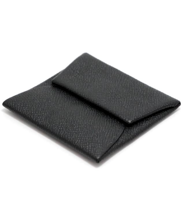 Hermes Bastia Black Coin Case Purse C Engraved
