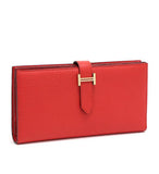 Hermes Bian Souffle Chevre Rouge Tomato G Metal Fittings Wallet
