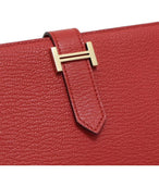 Hermes Bian Souffle Chevre Rouge Tomato G Metal Fittings Wallet
