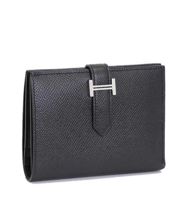 Hermes Bearn Compact Epson Black Wallet U Engraved