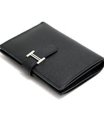 Hermes Bearn Compact Epson Black Wallet U Engraved