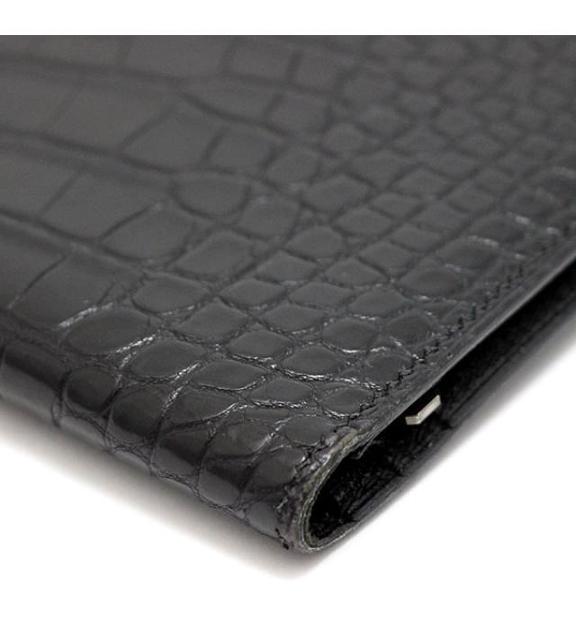 Hermes Bearn Classic Croco Alligator Black G Engraved