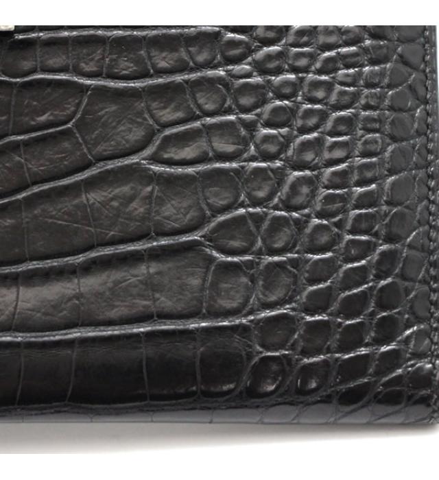 Hermes Bearn Classic Croco Alligator Black G Engraved