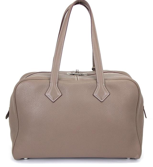 Hermes Victoria 35 Taurillon Clemence Etoupe T Stamp