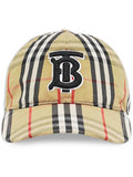 Luxury Burberry TB Logo Monogram Motif Vintage Check Ball Cap Beige