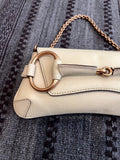 Gucci Horsebit 1955 Small White Leather Shoulder Bag