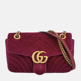 Gucci Marmont Mini Flap Pink Velvet Handbag