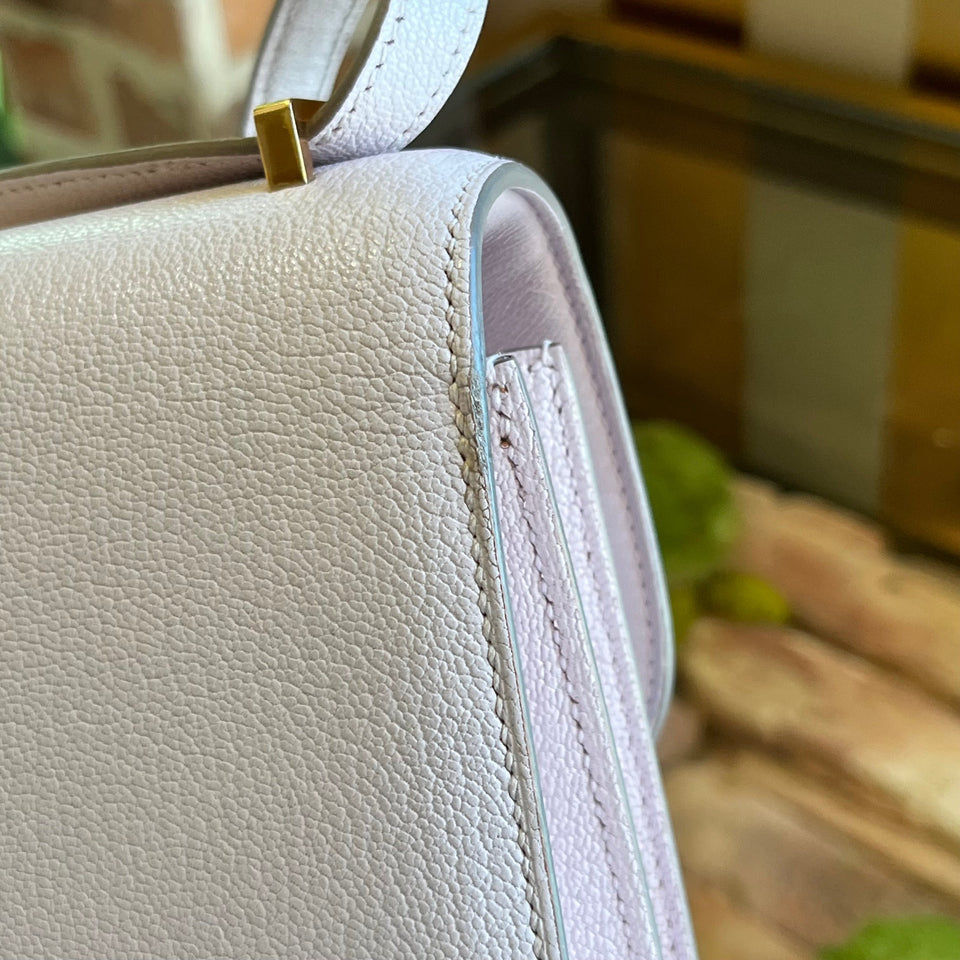 Hermes Constance 18 Mauve Pale Chevre Mysore Shoulder Bag