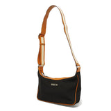 Gucci Shoulder Bag 019 0460 cotton Dark brown Calfskin Nylon Stripe Pochette logo plate crossbody unisex(Unisex)