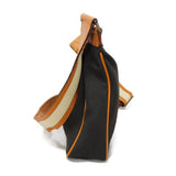 Gucci Shoulder Bag 019 0460 cotton Dark brown Calfskin Nylon Stripe Pochette logo plate crossbody unisex(Unisex)