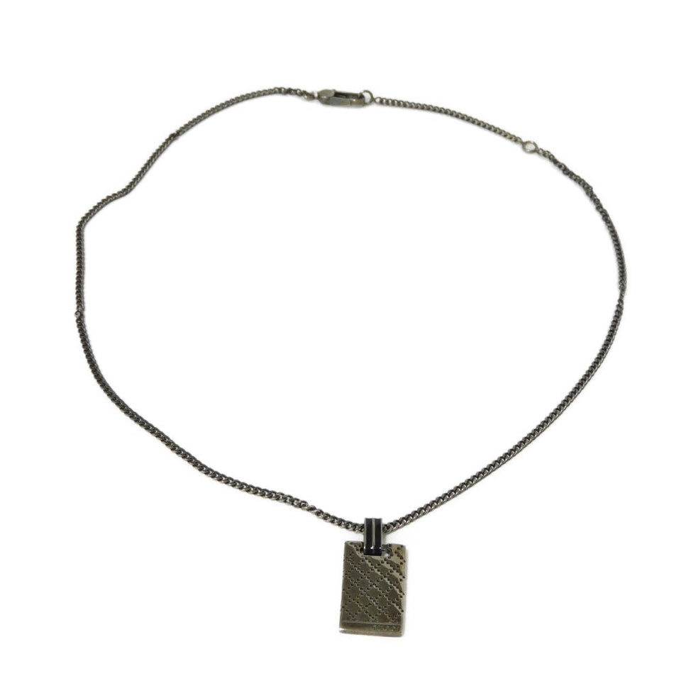 Gucci Necklace 341899 J8410 8131 925 Gunmetal Patent Black logo Diamante Shima mens