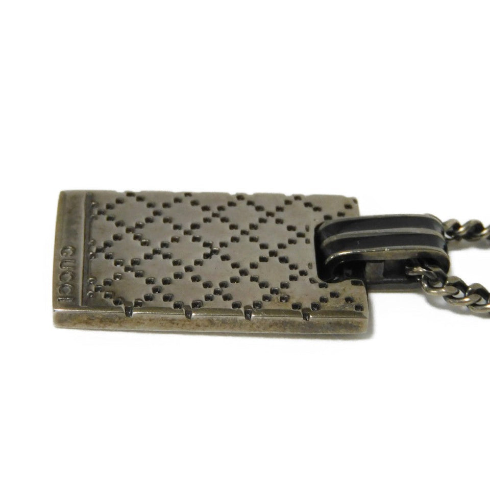 Gucci Necklace 341899 J8410 8131 925 Gunmetal Patent Black logo Diamante Shima mens