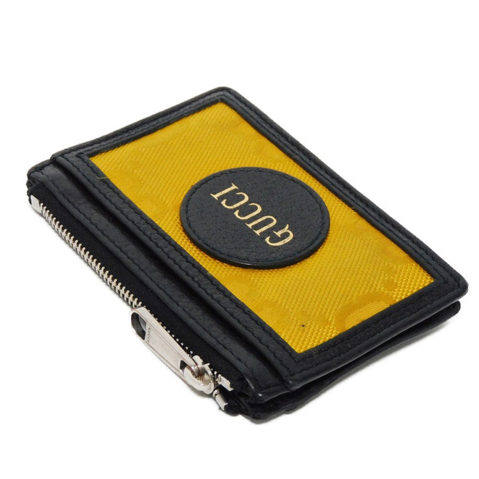 Gucci Coin case 625583 H9HAN 7673 GG nylon x calf leather (embossed) Yellow x black Card Case Compact Wallet Wallet GG nylon Off the Grid Zip Card Holder mens
