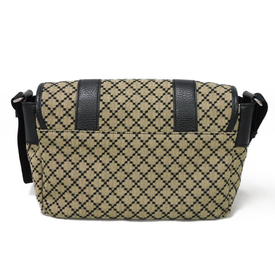 Gucci Shoulder Bag 374429 Diamante canvas x calf leather (embossed) beige Calfskin Black Crossbody Logo embossing Diamante Mesher Bag unisex(Unisex)