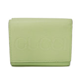 Gucci Tri-fold wallet 731694 0E8IG 3801 Calf leather (embossed) Light green Pastel Trifold Compact Japan Exclusive embossed logo mini wallet unisex(Unisex)