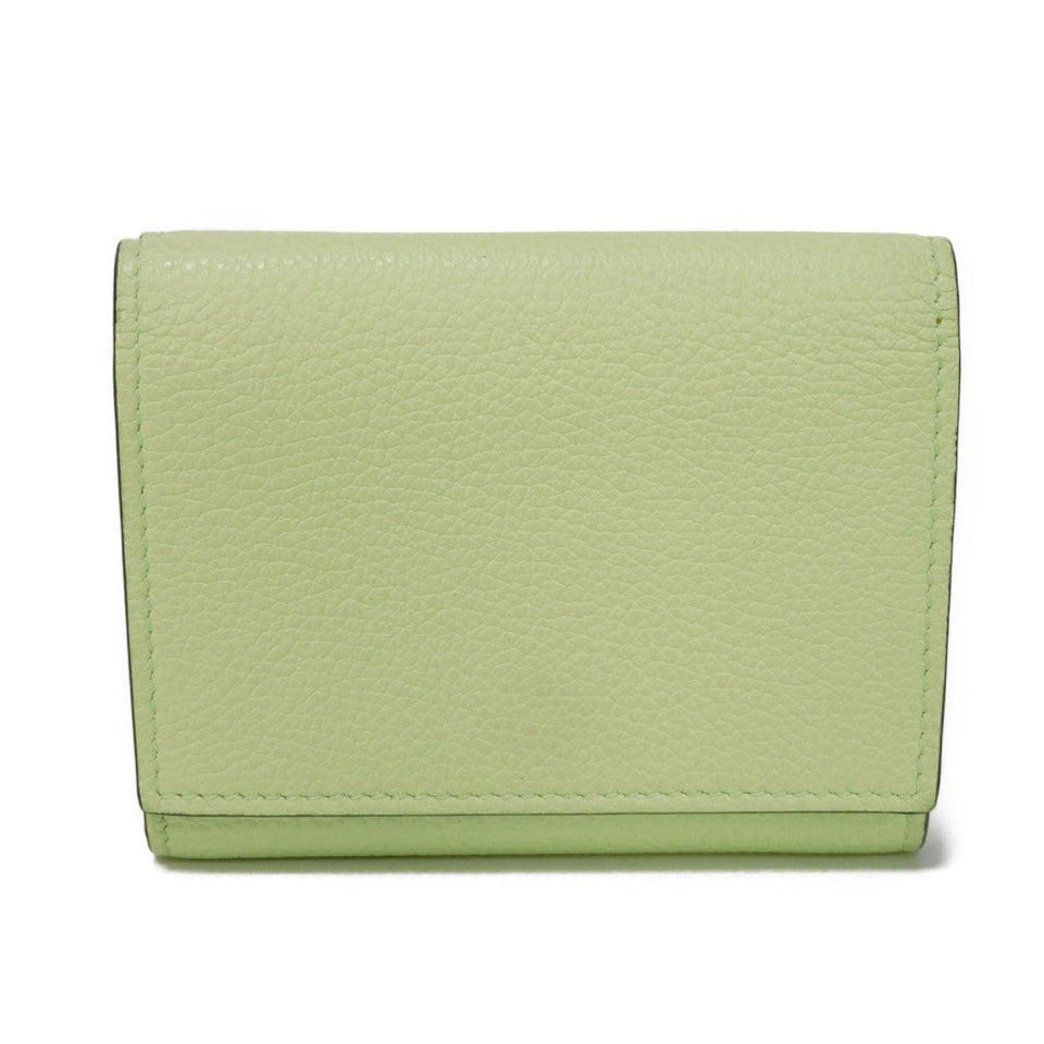Gucci Tri-fold wallet 731694 0E8IG 3801 Calf leather (embossed) Light green Pastel Trifold Compact Japan Exclusive embossed logo mini wallet unisex(Unisex)