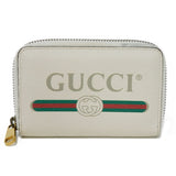 Gucci Coin case 496319 0GCAT 8820 Textured leather Ivory x green x red Shelley Webb White Vintage logo print Compact zip-around wallet unisex(Unisex)