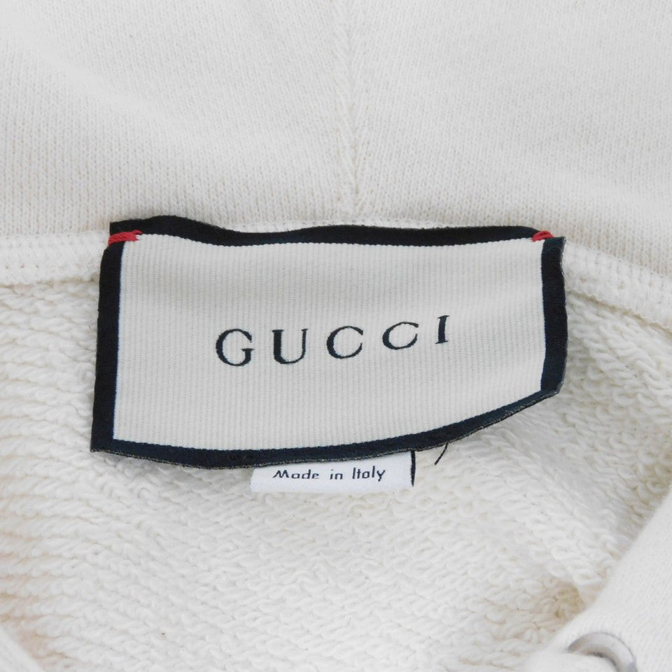 Gucci Hoodie 469251 XJA0E 9230 cotton Ivory M Bijou Beads Multicolor logo Braided sequin hoodie unisex(Unisex) M