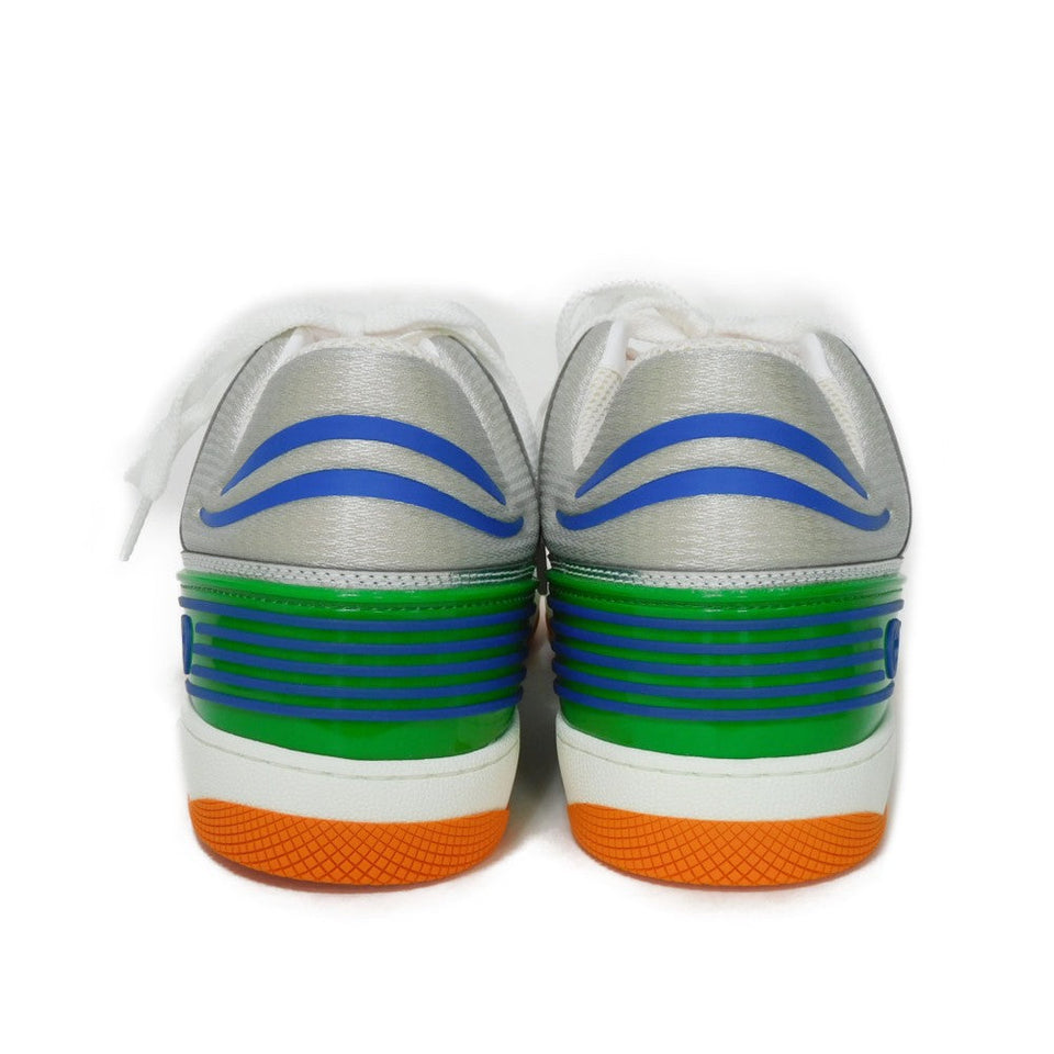 Gucci sneakers 722429 AAA9I 8141 Fabric x rubber sole Silver Green Low Top Unused Interlocking G Good Game Basket mens 10
