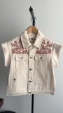 Dior Ivory Denim Jacket with Coral Butterfly Bead Detail - FR38 / 6