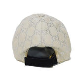 Gucci hat 631953 3HK75 9060 Outer: Wool 71(%) x Nylon 17(%) Metal fiber 12(%) Lining: Rayon 72(%) Silk 28(%) white Double GS 22" Wool Nylon Ivory Silver Velcro GG glitter Baseball cap Women