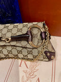 Gucci Horsebit 1955 Chain Bag Gucci Monogram Iridescent Purple Leather and Gold Studs
