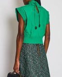 Louis Vuitton Green Sleeveless Top with Logo Tie Detail Size FR 38 (UK 10)
