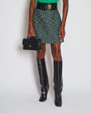 Louis Vuitton Green Tweed Mini Skirt with Patent Leather Belt Detail Size FR 42 (UK 14)