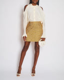 Louis Vuitton Gold Tweed Mini Skirt with Pocket Detail Size FR 40 (UK 12)