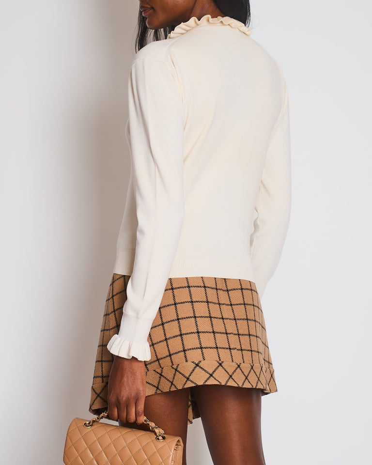 Louis Vuitton Cream High Neck Jumper with Logo Detail Size XS (UK 6)