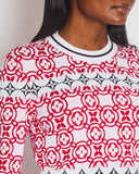 Louis Vuitton Red Monogram Cropped Jumper with Button Detail Size M (UK 10)