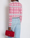 Louis Vuitton Red Monogram Cropped Jumper with Button Detail Size M (UK 10)