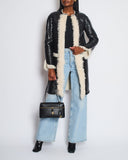 Louis Vuitton Black Leather, Shearling Lined Coat Size FR 36 (UK 8)