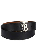 Luxury Burberry Reversible Monogram Leather Belt Black