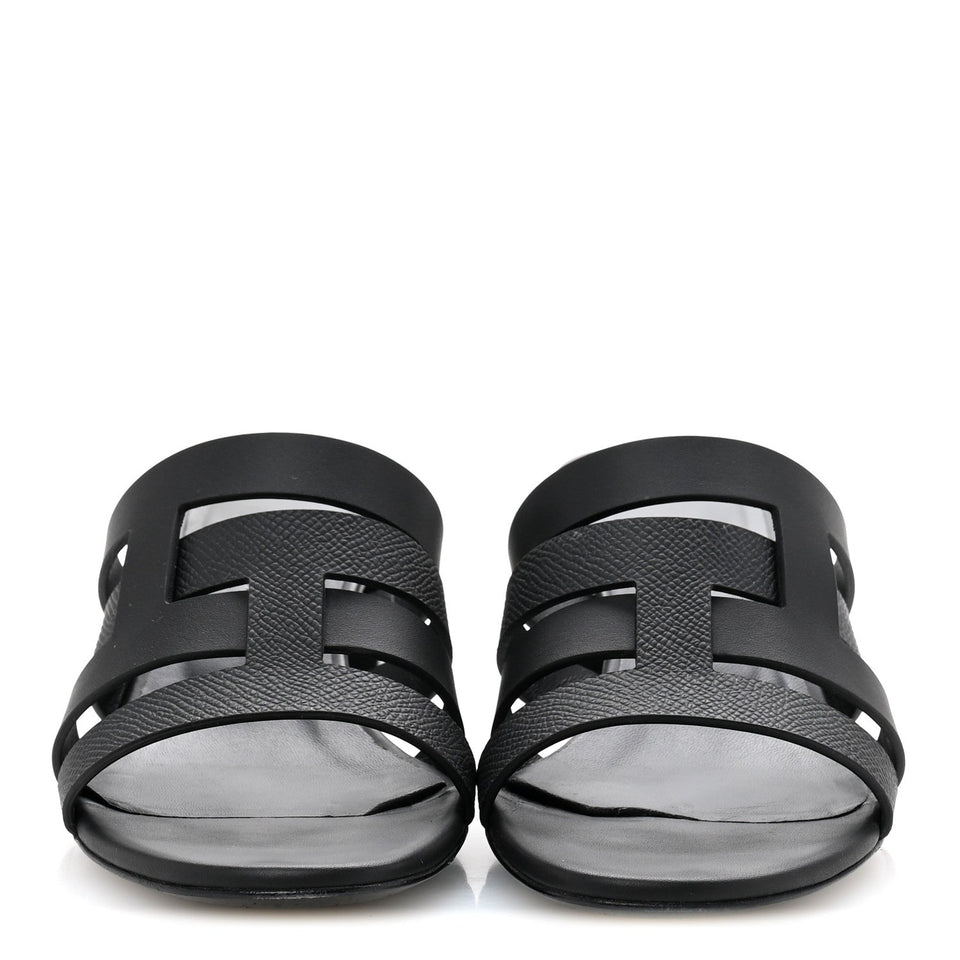 Hermes Calfskin Epsom Amica Sandals 35 Black