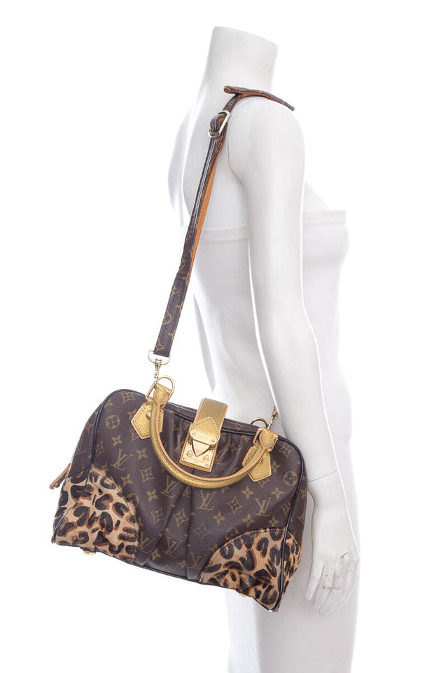 Louis Vuitton Brown Monogram Leopard Pleated Steamer Handbag