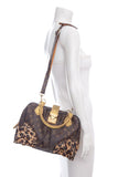 Louis Vuitton Brown Monogram Leopard Pleated Steamer Handbag