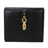 Gucci Bifold Wallet 035 2169 Calf leather black Vintage Gold Billfold Coin Case Old Jackie Compact Wallet unisex(Unisex)