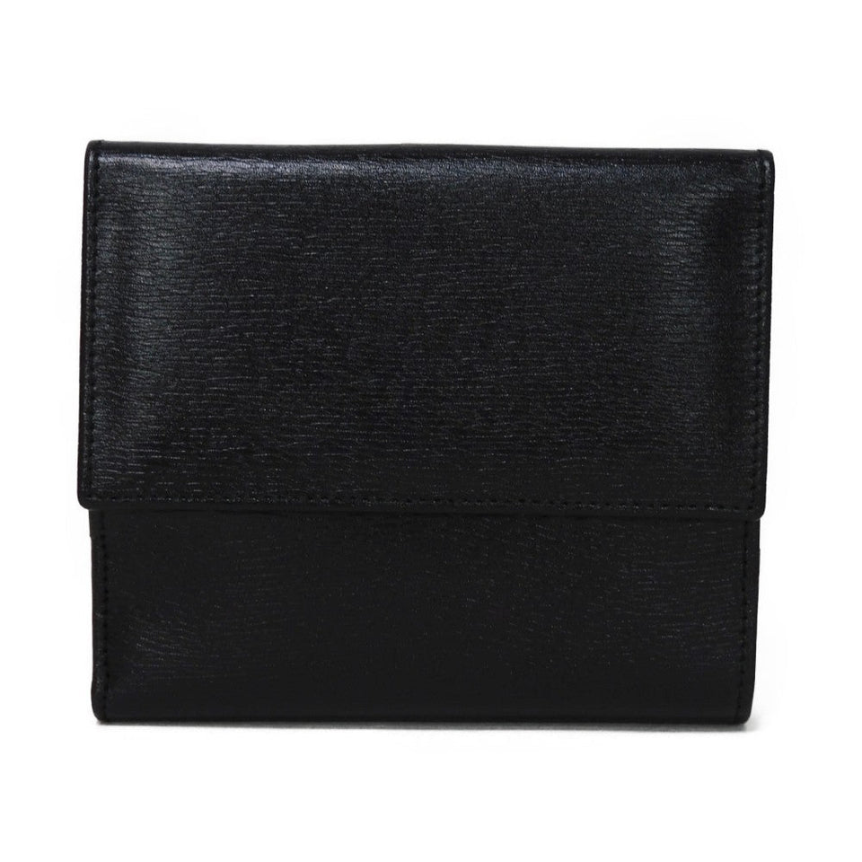 Gucci Bifold Wallet 035 2169 Calf leather black Vintage Gold Billfold Coin Case Old Jackie Compact Wallet unisex(Unisex)
