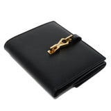 Gucci Bifold Wallet 035 2169 Calf leather black Vintage Gold Billfold Coin Case Old Jackie Compact Wallet unisex(Unisex)