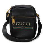 Gucci Shoulder Bag 574803 0Y2AT 8163 Textured leather Black x green x red Web Stripe Shelly Vintage logo print Micro Messenger Bag unisex(Unisex)