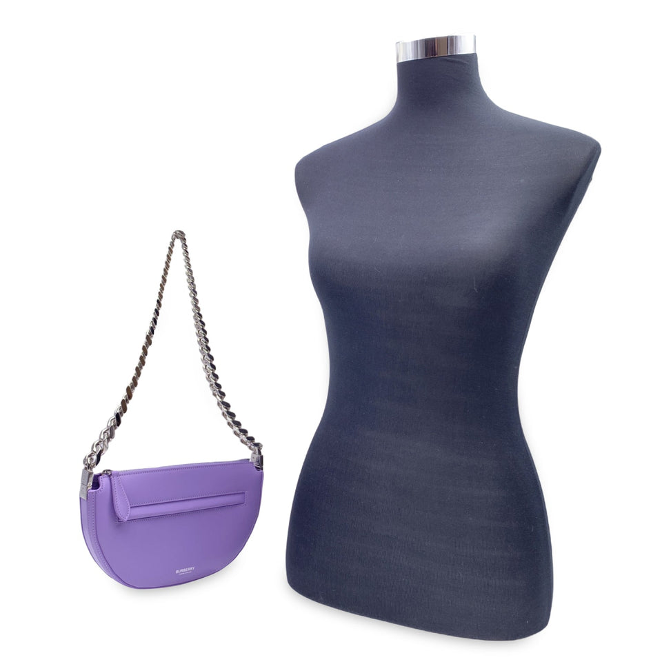Luxury Burberry Purple Lillac Leather Mini Olympia Shoulder Bag