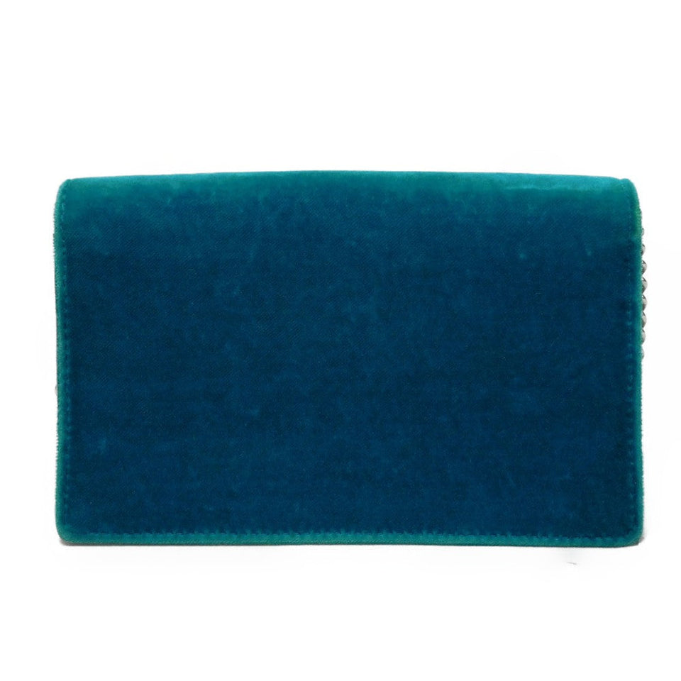 Gucci Shoulder Bag 476432 K4DNN 4471 velvet Turquoise Tiger Head Crystal Dionysus Super Mini Bag Women