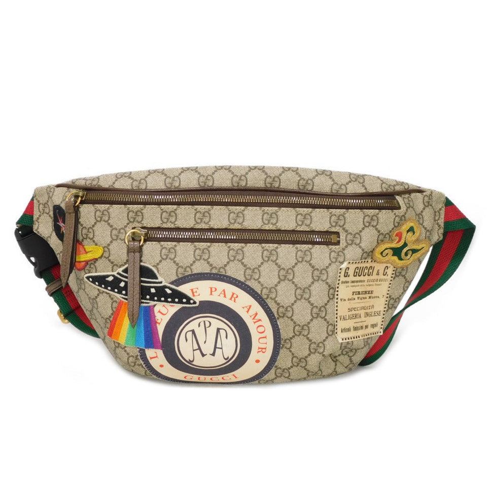 Gucci Sling bag 529711 GG Supreme canvas (polyurethane processing) beige Multicolor Web Stripe Applique GG Supreme embroidery courier belt bag mens